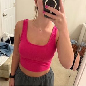 Pink Ribbed Crop Top